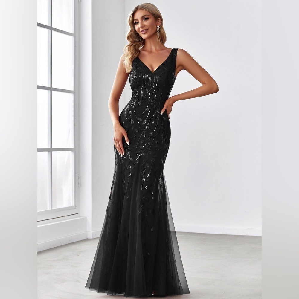 Ever Pretty Black Sequin Evening Gown